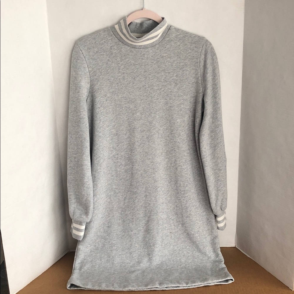 Vineyard Vines Varsity Tipped Sweatshirt Dress M Gray/white, Excellent